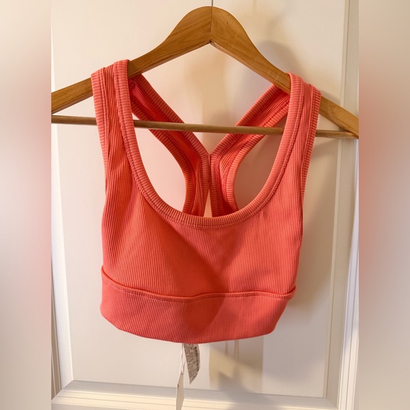 Coral Ribbed Sports Bra - Picture 1 of 3